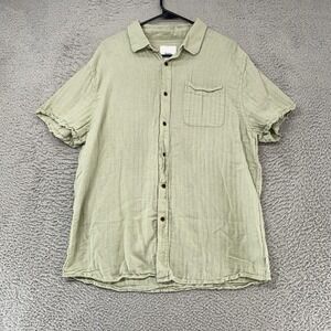 Katin Shirt Mens XL Green Cotton Linen Short Sleeve Button Up Relaxed Fit Beach